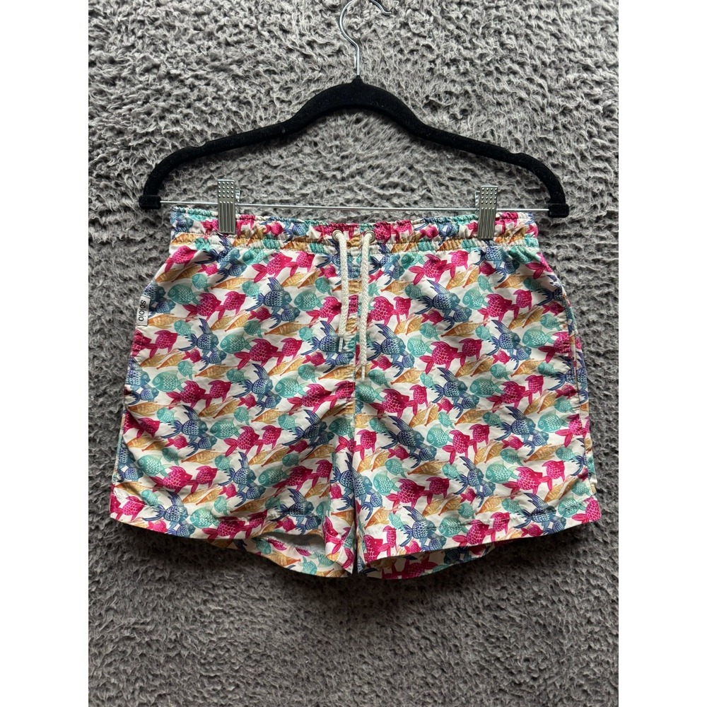 Soloio Weekend Fish Prints Swimming Trunks Italy Mens Size S